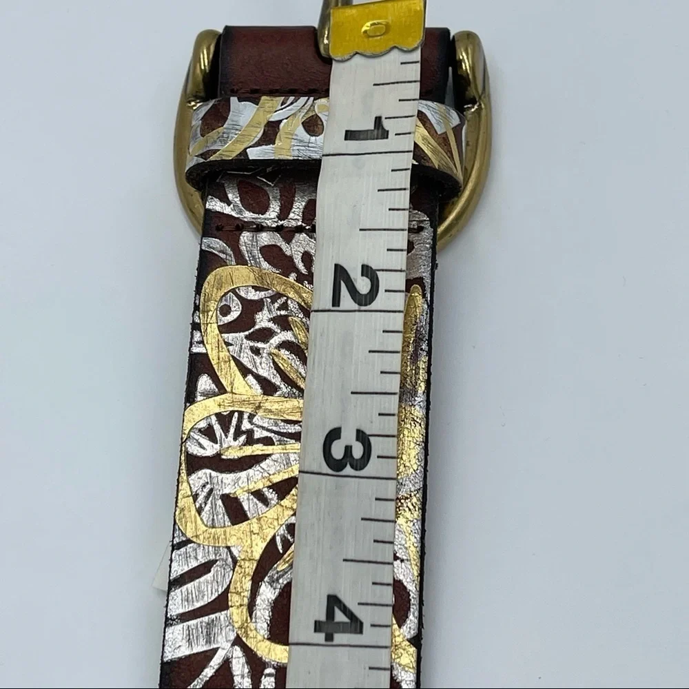 Fossil Embellished Leather Belt Grunge Boho